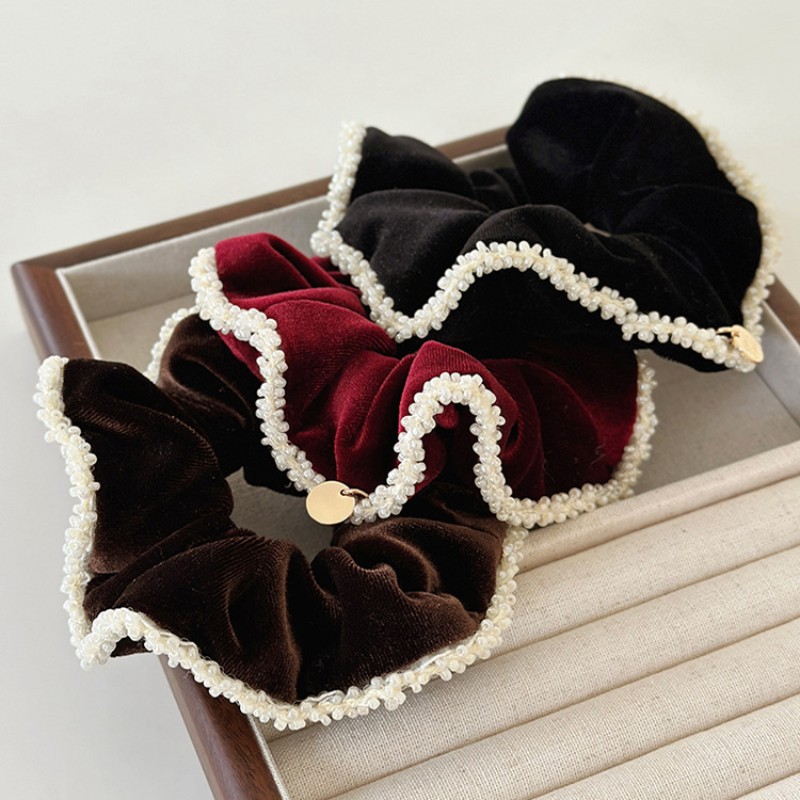 Women'S Accessories Flannels - Очаровательные женские темно-красные бархатные фланелевые резинки