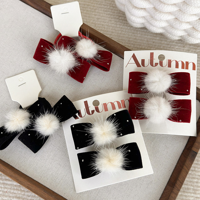 Hair Tie Velvet - Зимняя бархатная головка, стандартный набор, заколка