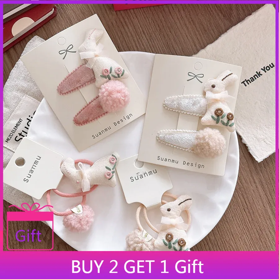 Hair Tie Velvet - Осень Зима Сладкая 3D Вышивка Милый