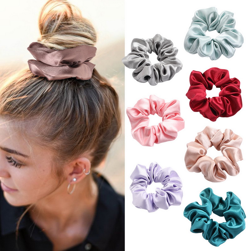 Корейские однотонные шелковые  – обзор и цена Hair Tie Velvet